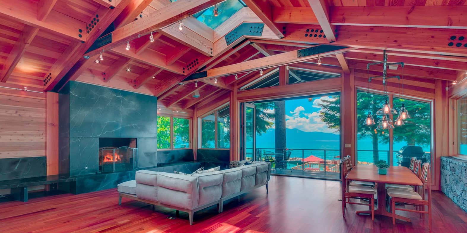 Inside a house in Lake Tahoe designed with Woods