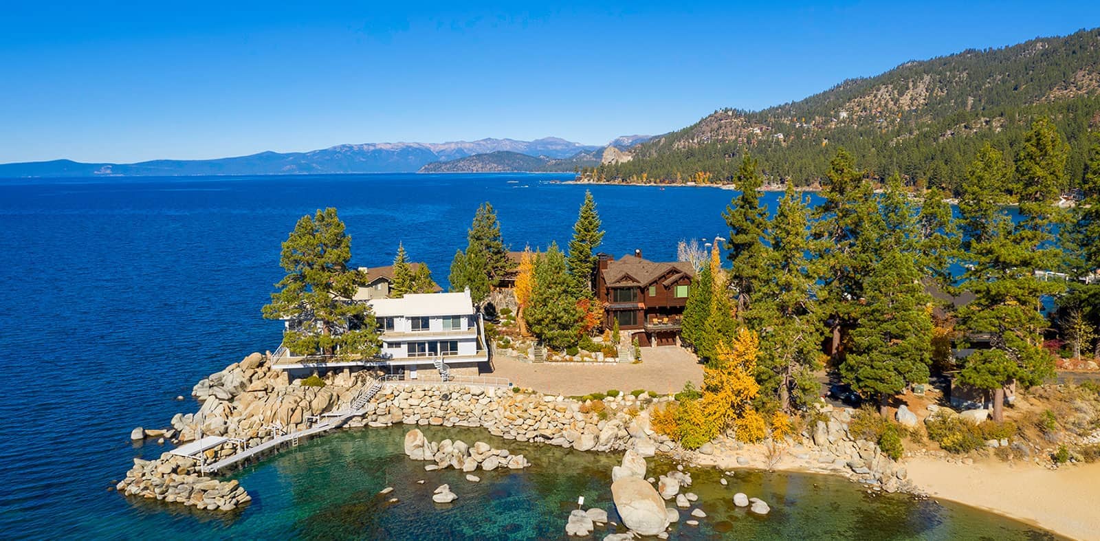 A mordern house near the shore of Lake Tahoe
